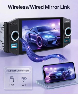 Radio Coche Pantalla Táctil CarPlay 1 DIN