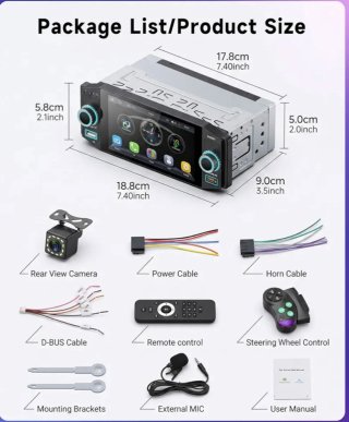 Radio Coche Pantalla Táctil CarPlay 1 DIN
