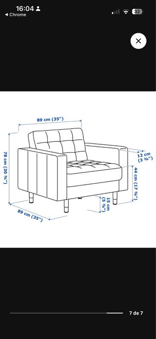 Butaca sillón LANDSKRONA IKEA Piel Negra