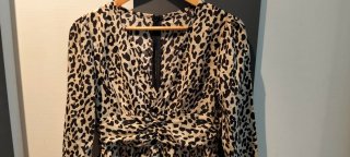 Vestido largo estampado leopardo manga larga