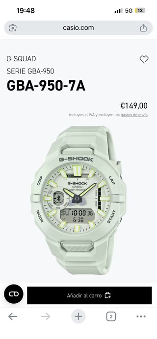 Reloj Casio G-Shock GBA-950-7A Nuevo.