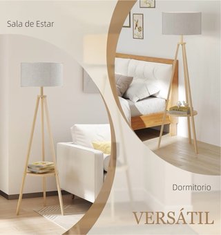 Lámpara de Pie Trípode con Estante HOMCOM