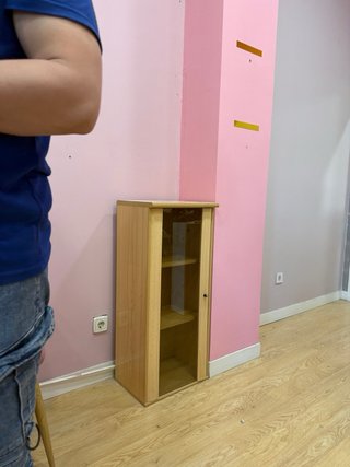 Mueble Estantería Madera Beige y Rosa