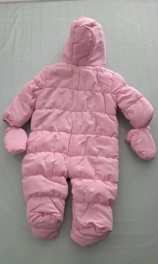Tuta da neve bambina rosa con guanti