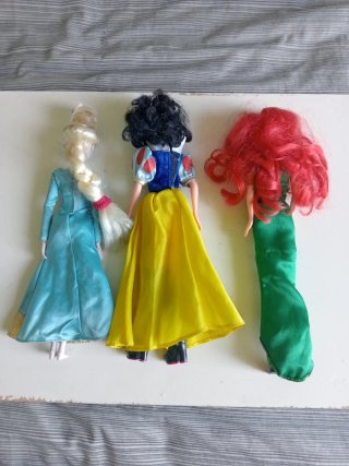 Muñecas Disney: Elsa, Blancanieves y Ariel