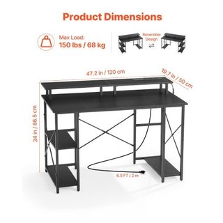 Scrivania per computer da 120 cm con luci LED inte