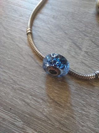 Pulsera Pandora corazón y charm Murano azul