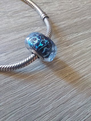 Pulsera Pandora corazón y charm Murano azul