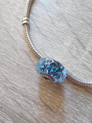 Pulsera Pandora corazón y charm Murano azul