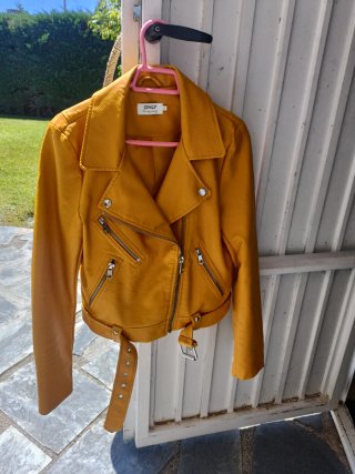 Cazadora biker mujer talla 34 Only mostaza