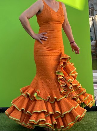 Traje de flamenca tela perforada talla 36-38