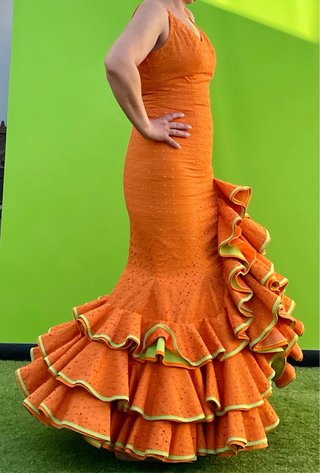 Traje de flamenca tela perforada talla 36-38