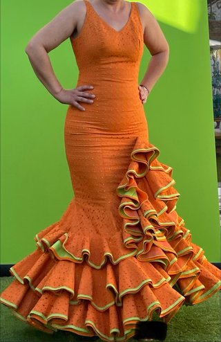 Traje de flamenca tela perforada talla 36-38
