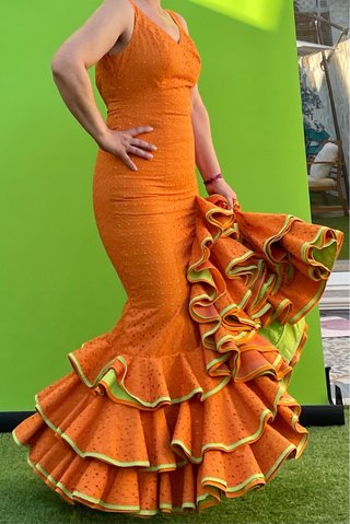 Traje de flamenca tela perforada talla 36-38
