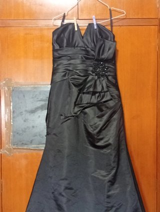 Vestido Fiesta Pronovias Talla 42 Negro Satinado