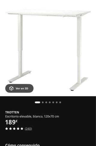 Escritorio elevable Trotten Ikea Blanco