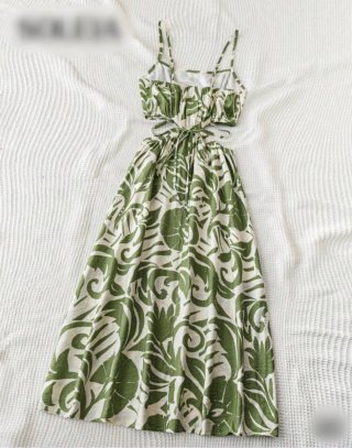 Vestido midi estampado verde