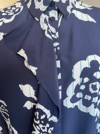 Camicia in seta stampata a maniche lunghe