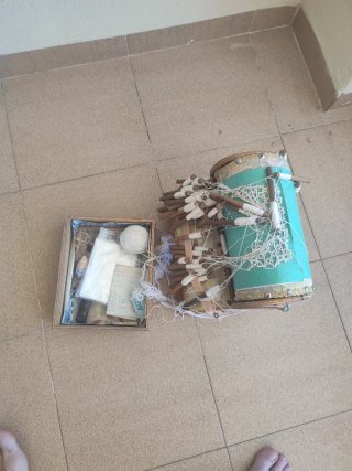 Caja de encajes de bolillos