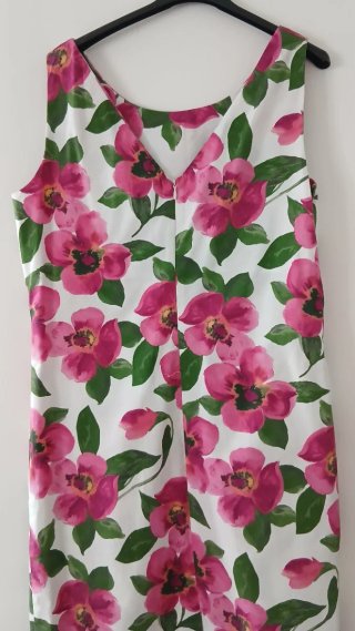 Vestito donna bianco con fiori fucsia
