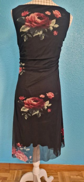 Vestido Etxart & Panno Negro Flores Talla L/42