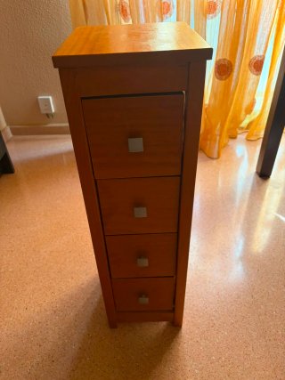 Cajonera estrecha de madera maciza (4 cajones)