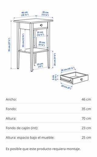Mesita de noche blanca con cajón