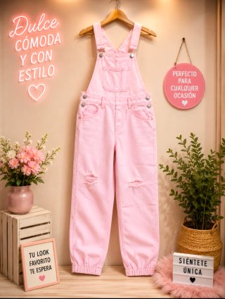 Mono rosa vaquero con rotos