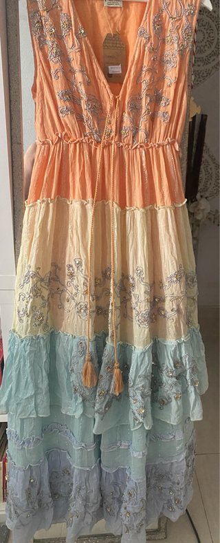 Vestido PALAK volantes talla única naranja