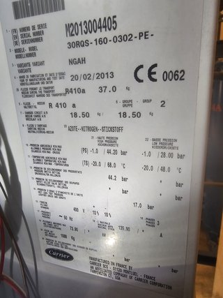 Carrier, enfriadora 149 kw, bomba calor