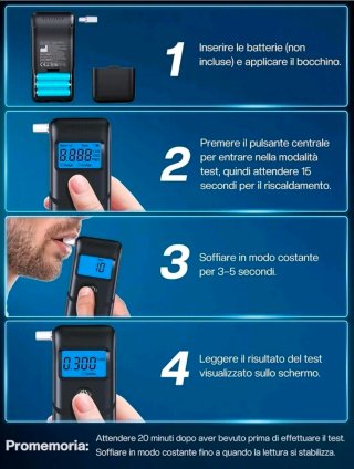 Alcol Test Etilometro Portatile Certificato