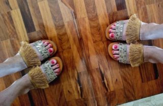 Super CuiR sandali infradito con frange