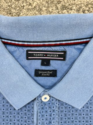 Polo Tommy Hilfiger azul estampado slim talla L