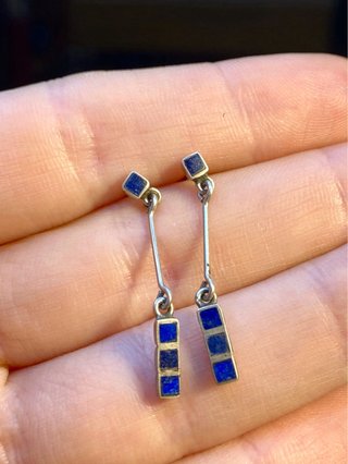Orecchini vintage in argento e lapislazzuli