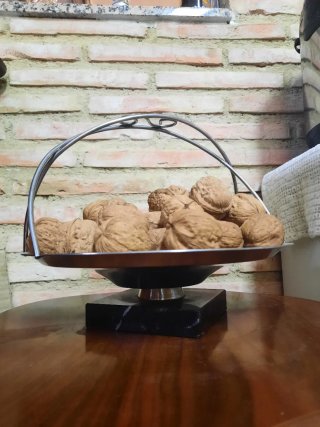 Frutero / Centro de Mesa Acero con Base de Mármol