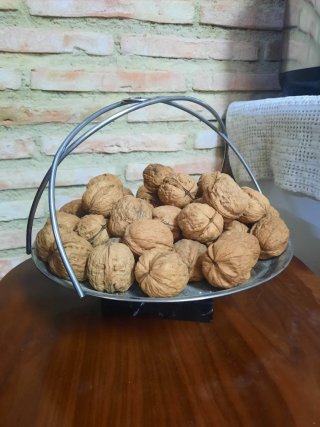 Frutero / Centro de Mesa Acero con Base de Mármol