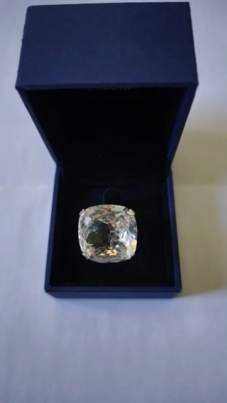 Anillo Swarovski rodio. talla 14/17mm
