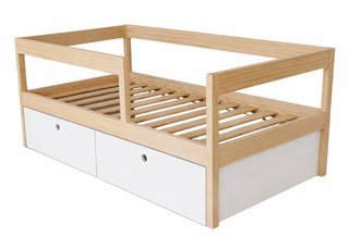 Cama montessori de madera 90x190 con 2 cajones