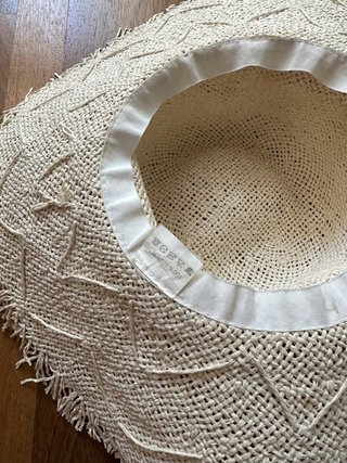 Cappello di paglia panna con perline