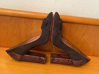MASSIMO DUTTI - Zapatos tacón ante print marrón 38