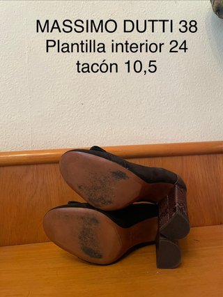 MASSIMO DUTTI - Zapatos tacón ante print marrón 38