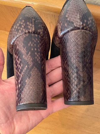 MASSIMO DUTTI - Zapatos tacón ante print marrón 38