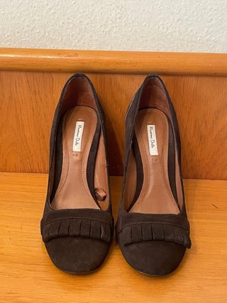 MASSIMO DUTTI - Zapatos tacón ante print marrón 38