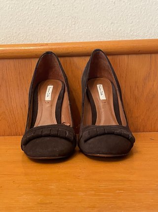 MASSIMO DUTTI - Zapatos tacón ante print marrón 38