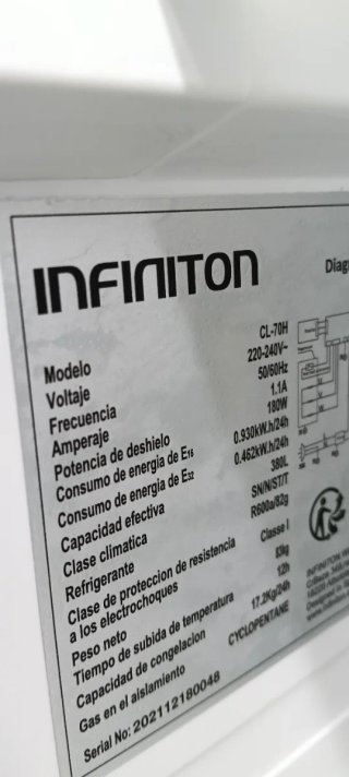 CONGELADOR VERTICAL INFINITON CON NEVERA