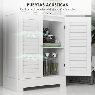 Mueble Baño 6 Puertas Estantes Blanco Moderno