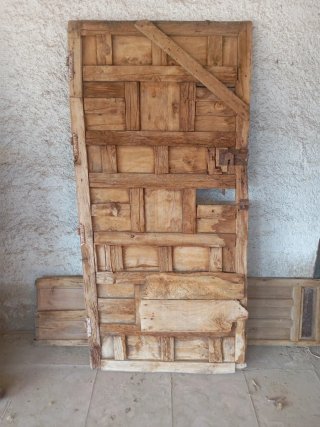 Puerta antigua madera castellana cuarterones178x83