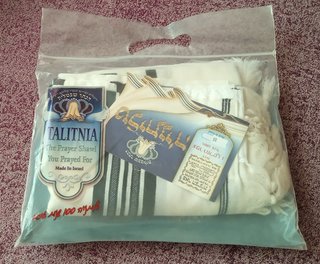 Manto de Oración Tallit Talla 55 Lana A Estrenar
