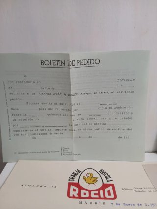 Lote documentos antiguos.Granja Avícola ROCIO.