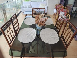 Conjunto mesa y 6 sillas comedor/terraza